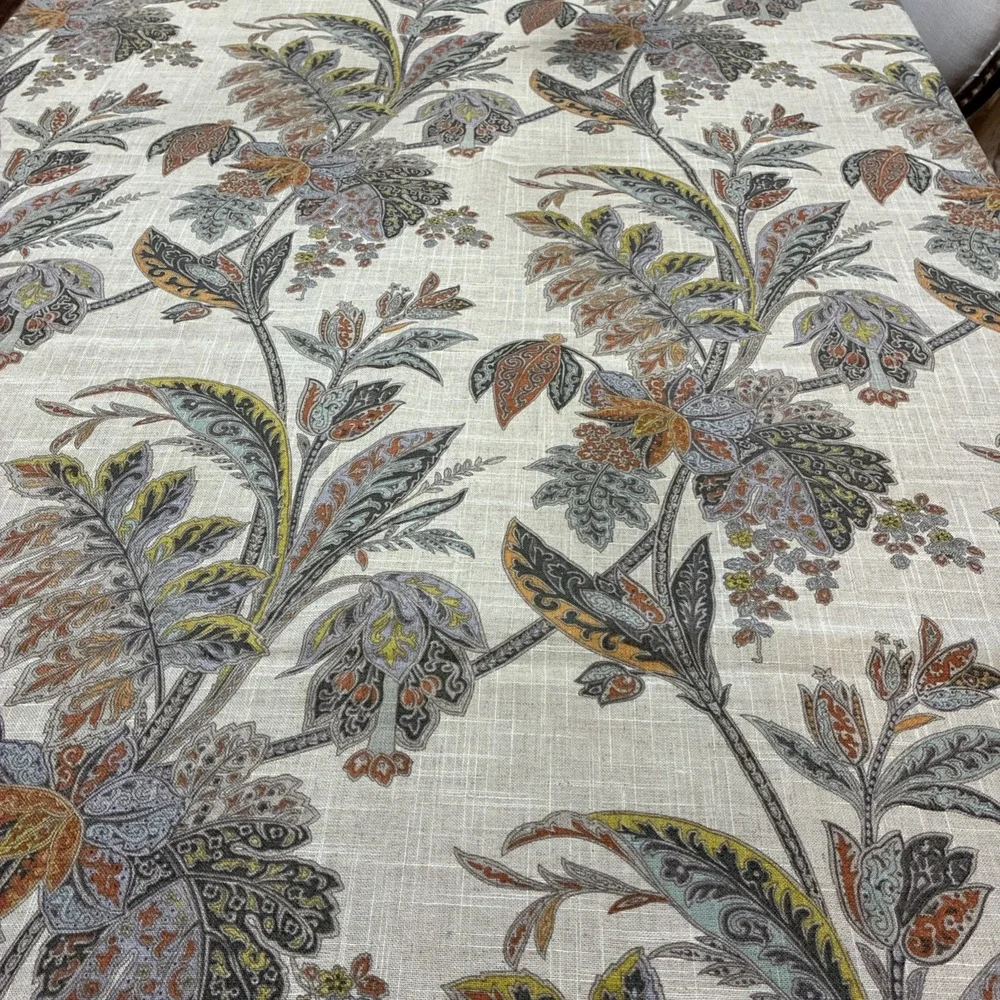 Custom Tablecloth From Kravet Botanical & Floral Linen Print Fabric 59